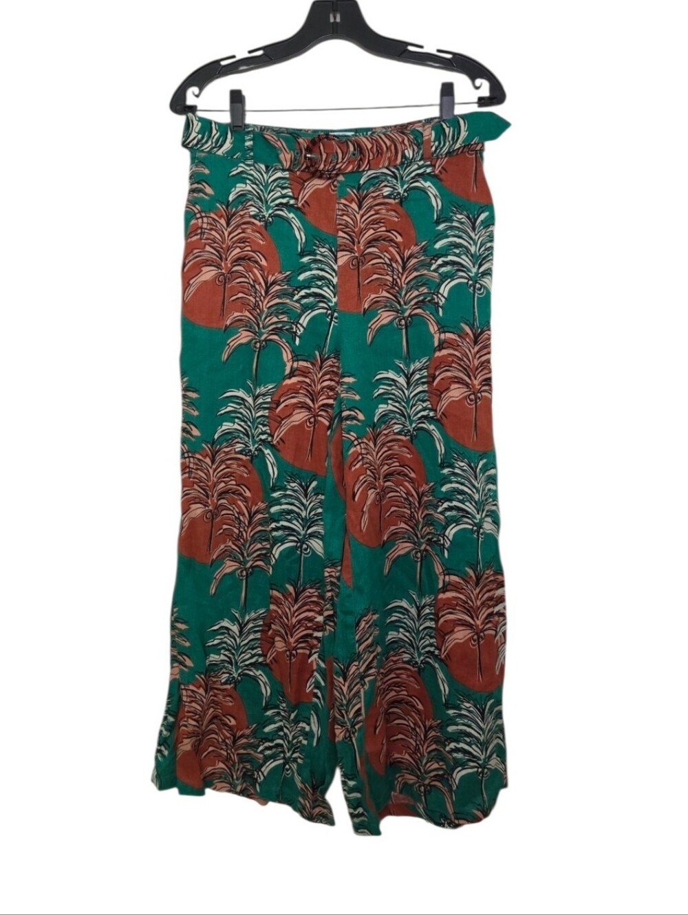 Women's Nicole Miller 100% Linen Cropprd Pants Sz Medium